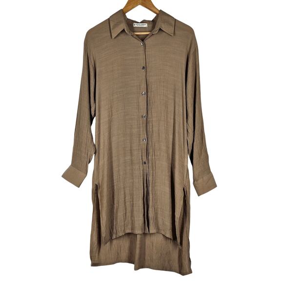 JON & ANNA WOMEN'S CONTEMPORARY LONG-SLEEVE SHIRT DRESS – SIZE LARGE - Picture 1 of 9